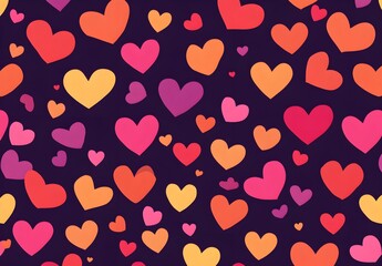 Sticker - Colorful Hearts Seamless Pattern