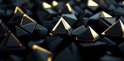 Poster - Abstract Black and Gold Triangles