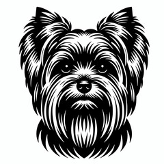 Wall Mural - Yorkshire terrier head black vector illustration on white background