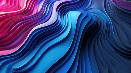 Wall Mural - a vibrant abstract design featuring flowing waves in shades of pink, blue, and dark tones, creating 