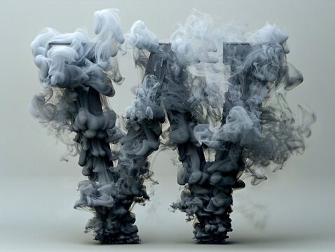 Smoke font. Letter W. 
