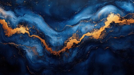 Poster - Abstract Blue and Gold Swirls