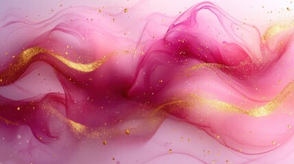 Poster - Abstract Pink and Gold Ink Swirls