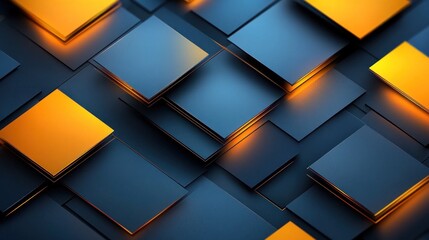 Wall Mural - Abstract Pattern of Interlocking Squares with Yellow and Blue Hues