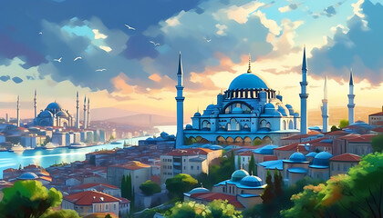 Grand View of Istanbul with Suleymaniye Mosque