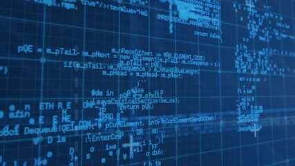 Aufkleber - Animation of digital data processing over grid on blue background