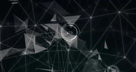 Poster - animation of network of connections and data processing over black background