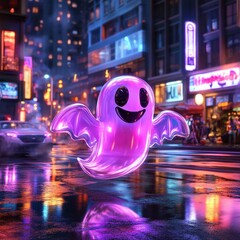 Sticker - Neon Ghost in City Street