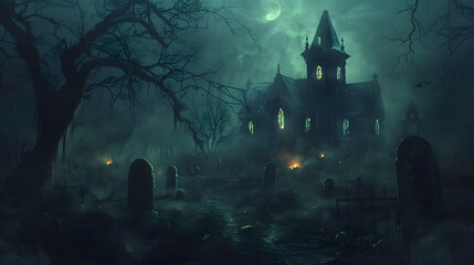 Poster - Halloween theme wallpaper haunted house horror