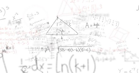 Poster - animation of mathematical data processing on white background