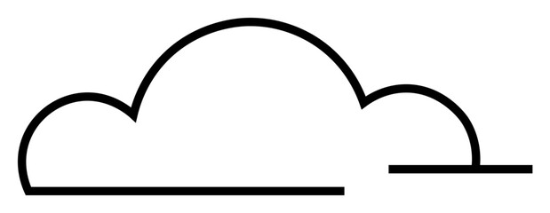 a simple black outline of a cloud consisting of three curves and a flat base. ideal for design proje