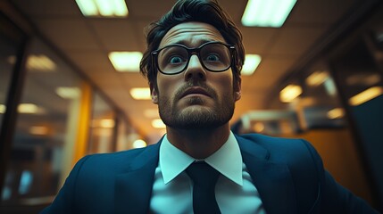 Wall Mural - Eccentric and quirky employees - low angle shot - at their desks - frustrated - aggravated - retro style office - vintage decor - ultr cool 