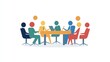© P.G - Flat vector of paper people having a meeting, representing online library and digital education, no people, white background, no logo.