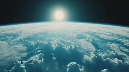 Photo of Earth, globe, clouds and space background.