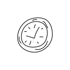 Poster - Hand drawn sketch of a clock face with Roman numerals. Simple clock illustration. Time management concept. 