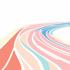 Poster - Curved lines in vibrant shades of pink, red, and blue weave across a clean white background, creating a dynamic and playful abstract design