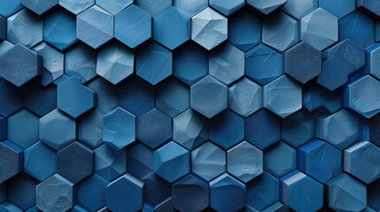 Wall Mural - blue diamond background. blue hexagons background in full frame