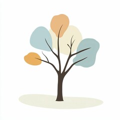 Poster - This artwork features a simple tree design with abstract leaves in gentle hues, ideal for adding a touch of nature to contemporary spaces