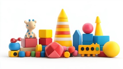 Wall Mural - Toys clipart, element, 3D illustration, realistic, isolated on white background