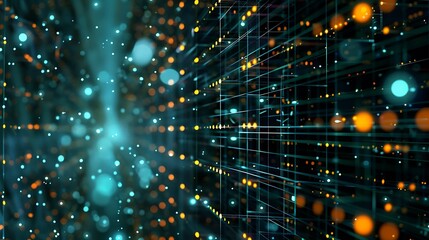Poster - Cyber Map with Illuminated Paths, Business Theme, Background, Plain Background, Cyber Map
