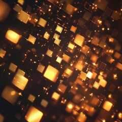 Poster - Glowing gold squares abstract