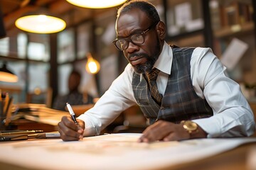 Wall Mural - Businessperson in business attire, collaborating on a project, copy space, portrait shot