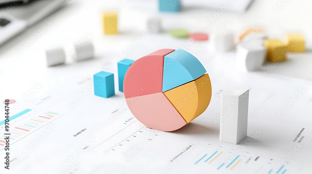 ภาพประกอบ Stock Strategic business plan with a pie chart and bar graphs ...
