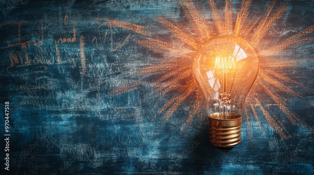 Glowing light bulb symbolizing idea, innovation, and creativity, with ...