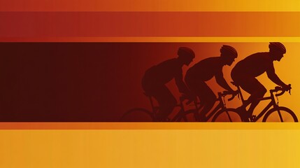 Wall Mural - Cyclist silhouette pedaling at high speed with motion blur and glowing trail effects capturing the intensity of the race Large space for text in center Stock photo with copy space