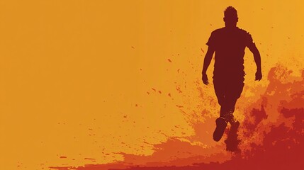 Wall Mural - Football player silhouette kicking the ball with explosive motion lines capturing the energy and precision of the moment Large space for text in center Stock photo with copy space