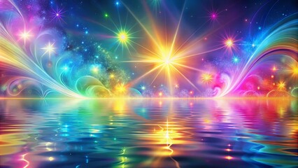 Wall Mural - a tranquil wallpaper featuring muted rainbow colors and shimmering light effects with fractal patter