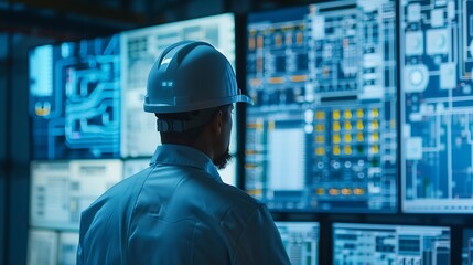 Aufkleber - Engineer Examining Structural Data on Advanced Screen, Business Theme, Engineer, Structural Data