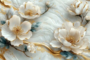 Poster - Summer flower print fabric floral vintage pattern decoration for spring