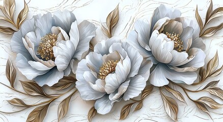Poster - Arrangement of watercolor flowers of peonies in purple, pink and lavender pastel colors, illustrations of botanical plants on a transparent background.