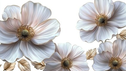 Leinwandbilder - Cut-out pink flowers on transparent background