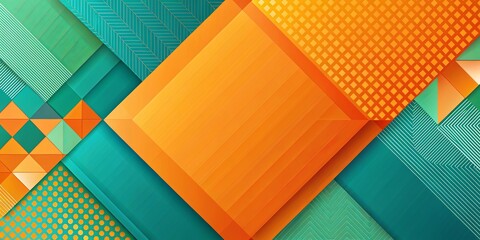 Abstract background featuring vibrant tangerine and teal hues with geometric patterns