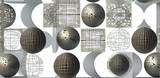 Abstract futuristic design with grunge grid and 3D spheres - generative ai