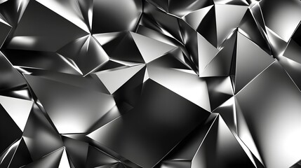 Wall Mural - Abstract Geometric Background - Shiny Silver Metal Triangles