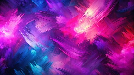Wall Mural - Abstract and vibrant neon purple and pink chaotic brush-stroke textures with hidden Easter egg elements in the background