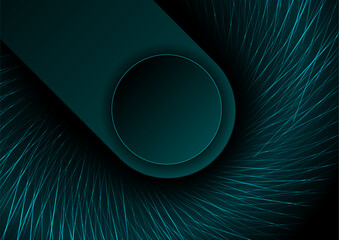 Wall Mural - Blue minimal glowing lines and circle abstract geometric tech background. Vector digital art design