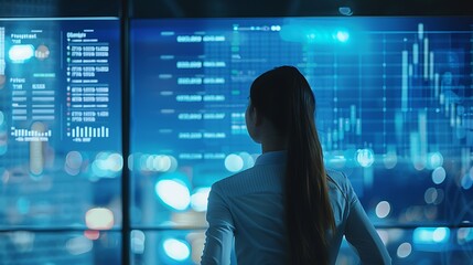 Aufkleber - Businesswoman Presenting Financial Data, Data, Financial, Businesswoman, Plain Background