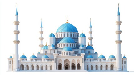 Wall Mural - Blue Mosque (Turkey) clipart, element, 3D illustration, realistic, isolated on white background