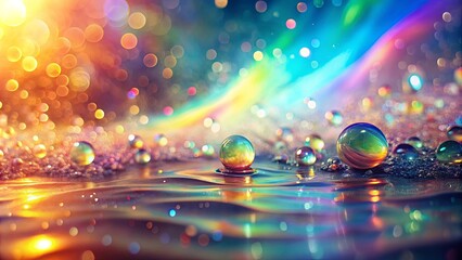 Wall Mural - Abstract wallpaper featuring muted rainbow colors, delicate liquid textures, and ethereal light points