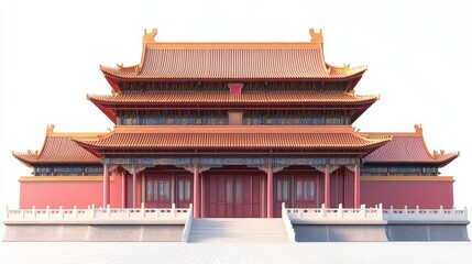 Wall Mural - Forbidden City (China) clipart, element, 3D illustration, realistic, isolated on white background