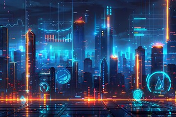 city scape futuristic finance investment concept