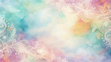 Wall Mural - Flowing watercolor textures pastels and lace patterns creating an elegant and abstract background