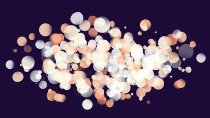 Poster - Bokeh animation with white and orange circles over dark background
