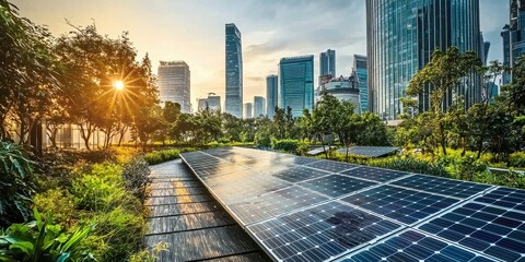 Canvas Print - solar panels powering a modern city