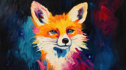 Poster - Abstract Oil Painting of a Fox.