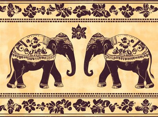 Vintage Style Indian Elephant Design